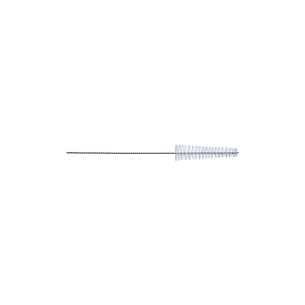 A singular silver B (medium size) interproximal brush shown horizontally on a white background.